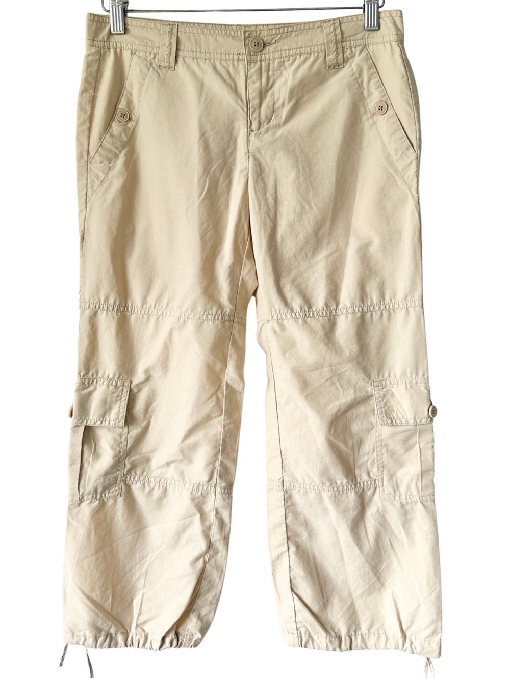 Tommy Hilfiger Beige Cargo Capris Womens Size 3 Mid Rise Utility Pockets Y2K New